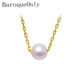 5-6mm Akoya Pearl Pendant Necklace 925 Silver Sterling Jewelry for Women