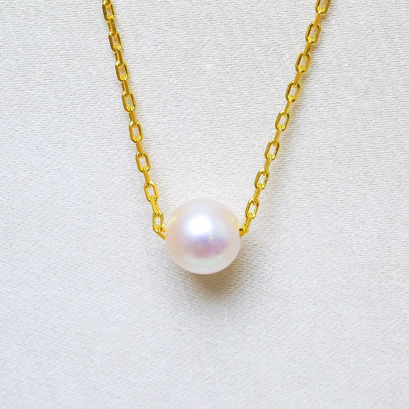 5-6mm Akoya Pearl Pendant Necklace 925 Silver Sterling Jewelry for Women