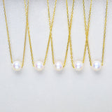 5-6mm Akoya Pearl Pendant Necklace 925 Silver Sterling Jewelry for Women