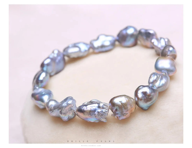 Baroque Natural Pearl Bracelets Gray Colour Irregular Freshwater Pearl Jewelry