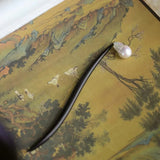 Chinese Baroque Pearl Hairpin Sandalwood Hair Stick