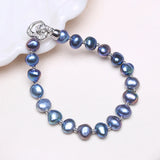 Natural Freshwater Pearl Bracelet with Rose Heart Clasp 7-8MM HZB