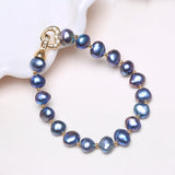 Natural Freshwater Pearl Bracelet with Rose Heart Clasp 7-8MM HZB
