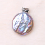 Colorful Pearl Slide Pendant Freshwater 925 Silver Sterling flat pendant