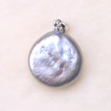Colorful Pearl Slide Pendant Freshwater 925 Silver Sterling flat pendant