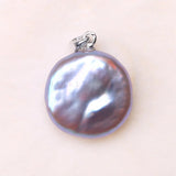 Colorful Pearl Slide Pendant Freshwater 925 Silver Sterling flat pendant