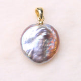 Colorful Pearl Slide Pendant Freshwater 925 Silver Sterling flat pendant