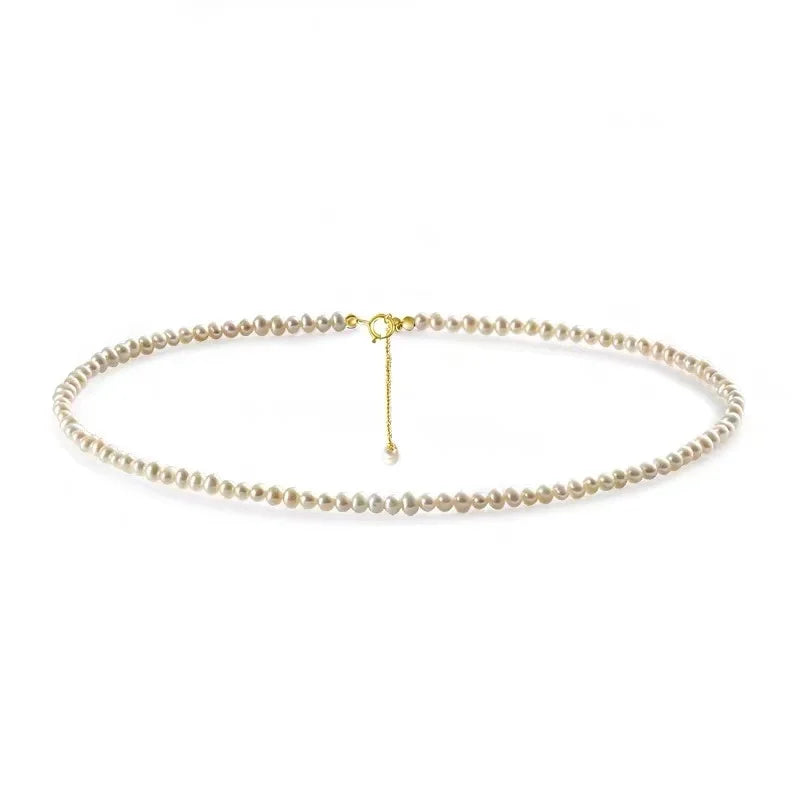 Natural Freshwater 2-4mm Pearl Necklace 14k Choker for Women