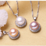 Freshwater Pearl Pendant Necklace 925 Sterling Silver Jewelry Gift