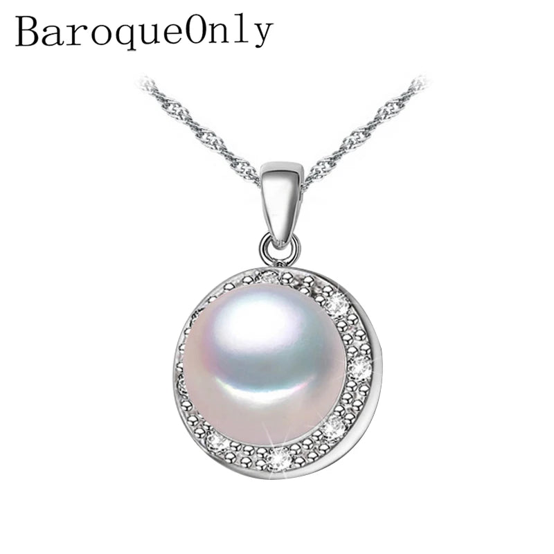 Freshwater Pearl Pendant Necklace 925 Sterling Silver Jewelry Gift