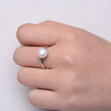 Natural Freshwater Pearl 925 Silver Adjustable Ring for Women
