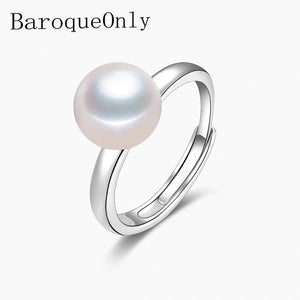 Natural Freshwater Pearl 925 Silver Adjustable Ring for Women