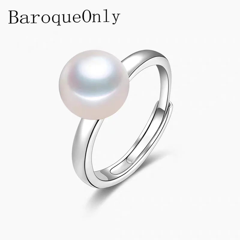 Natural Freshwater Pearl 925 Silver Adjustable Ring for Women