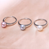Natural Freshwater Pearl 925 Silver Adjustable Ring for Women