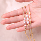 6-7mm Pink Purple Freshwater Pearl Bracelet with 14K Filled Chain for Women