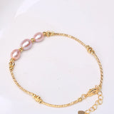 6-7mm Pink Purple Freshwater Pearl Bracelet with 14K Filled Chain for Women