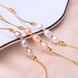 6-7mm Pink Purple Freshwater Pearl Bracelet with 14K Filled Chain for Women