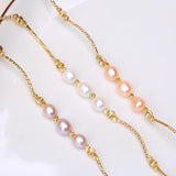 6-7mm Pink Purple Freshwater Pearl Bracelet with 14K Filled Chain for Women