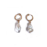 Natural Baroque Pearl Earring Vintage Irregular Circle 14K Filled Drop Ear Clip