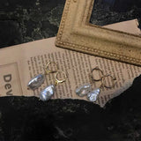 Natural Baroque Pearl Earring Vintage Irregular Circle 14K Filled Drop Ear Clip