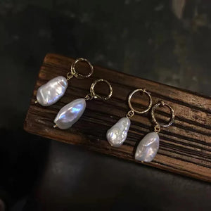 Natural Baroque Pearl Earring Vintage Irregular Circle 14K Filled Drop Ear Clip