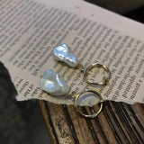 Natural Baroque Pearl Earring Vintage Irregular Circle 14K Filled Drop Ear Clip
