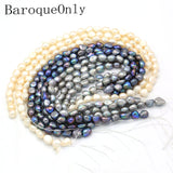 DIY 10-11mm Freshwater Pearl Necklace in White/Blue/Grey