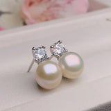 Studs Earrings 925 Silver Pearl Fine Jewelry Women White/Pink