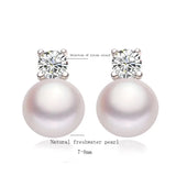 Studs Earrings 925 Silver Pearl Fine Jewelry Women White/Pink