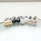 Studs Earrings 925 Silver Pearl Fine Jewelry Women White/Pink