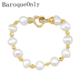 Zircon Heart Pendant Pearl Bracelets Natural Freshwater Pearls