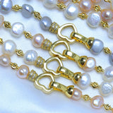 Zircon Heart Pendant Pearl Bracelets Natural Freshwater Pearls