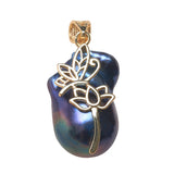 Deep Pearl Flower Pendant with Zircon Inset for Women