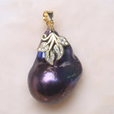 Deep Pearl Flower Pendant with Zircon Inset for Women