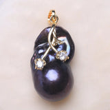 Deep Pearl Flower Pendant with Zircon Inset for Women