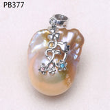 Flower Zircon Inset Freshwater Pearl Pendant for Women
