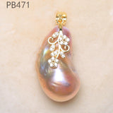 Flower Zircon Inset Freshwater Pearl Pendant for Women