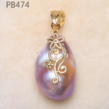 Flower Zircon Inset Freshwater Pearl Pendant for Women