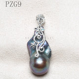 Pearl Flower Pendant with Zircon Inset for Women