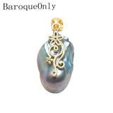 Pearl Flower Pendant with Zircon Inset for Women