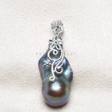 Pearl Flower Pendant with Zircon Inset for Women
