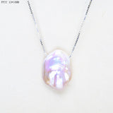 Purple Baroque Pearl Necklace with 925 Silver Box Chain