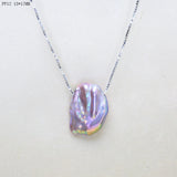Purple Baroque Pearl Necklace with 925 Silver Box Chain