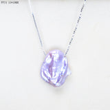 Purple Baroque Pearl Necklace with 925 Silver Box Chain