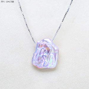 Purple Baroque Pearl Necklace with 925 Silver Box Chain