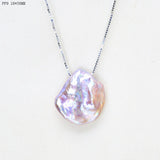 Purple Baroque Pearl Necklace with 925 Silver Box Chain
