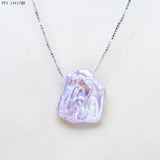 Purple Baroque Pearl Necklace with 925 Silver Box Chain