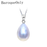Water Drop Freshwater Pearl Necklace Pendant 925 Sterling Silver