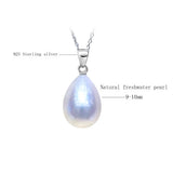 Water Drop Freshwater Pearl Necklace Pendant 925 Sterling Silver