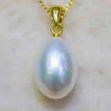 Water Drop Freshwater Pearl Necklace Pendant 925 Sterling Silver